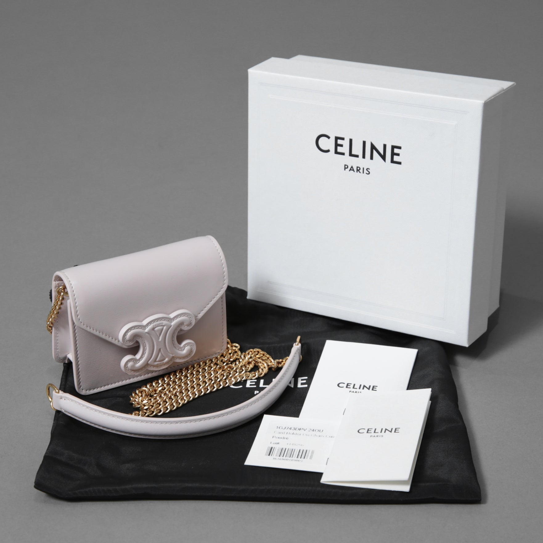 美品 CELINE トリオンフ マルチポシェット　ホワイト　現行品 CELINE セリーヌ / 美品 トリオンフ チェーン ショルダー ミニ バッグ