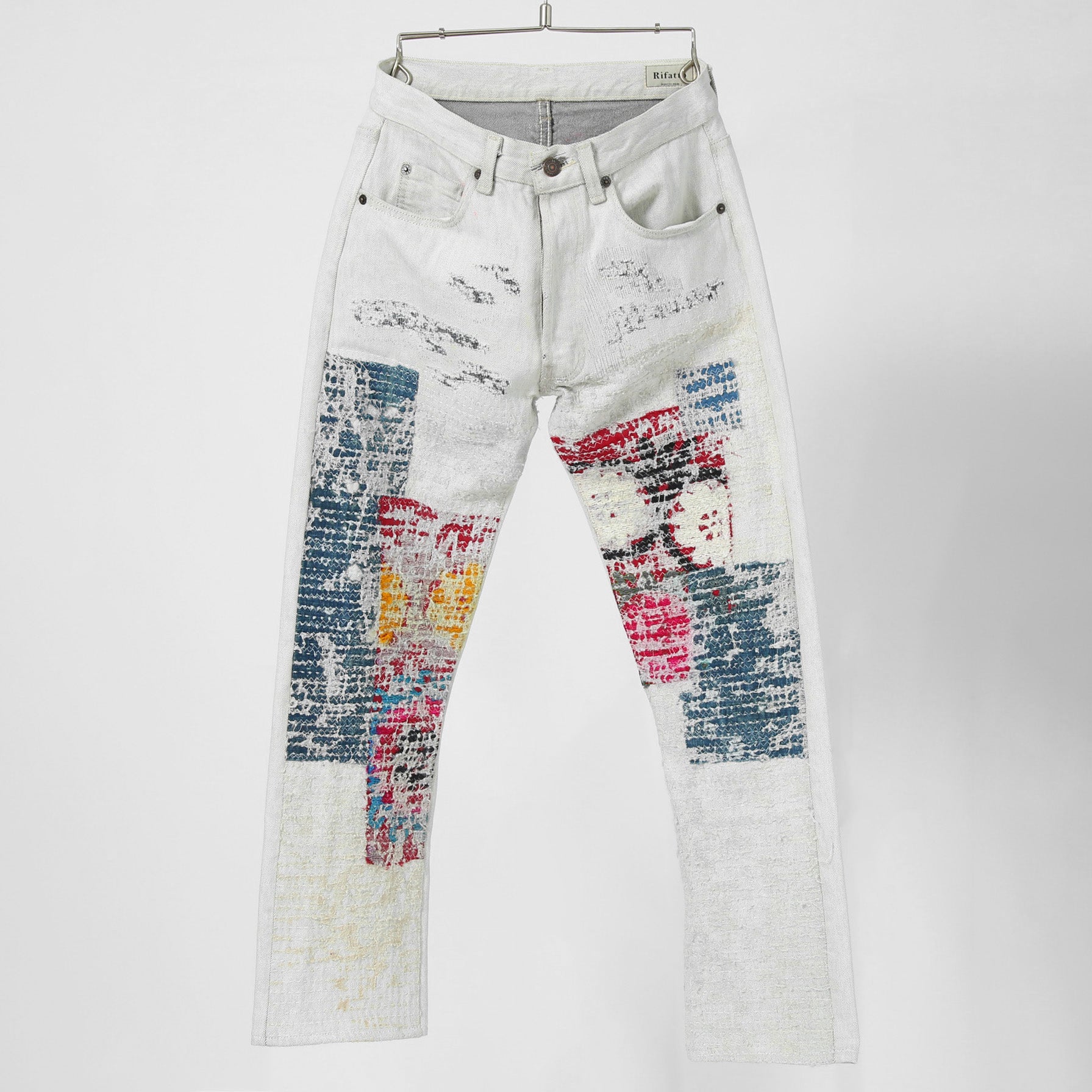 Rifatto リファット / 美品 Sashiko Boro Denim Jeans 刺し子襤褸デニムジーンズ / パンツ / size 30 (WHITE)