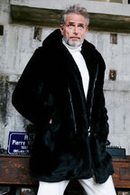 1piu1ugare3 ウノピウウノウグァーレトレ / 美品 24AW エコ ファー / ラップネック フーデッド コート / MRC137 / size 4 (BLACK)