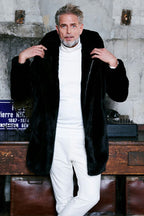 1piu1ugare3 ウノピウウノウグァーレトレ / 美品 24AW エコ ファー / ラップネック フーデッド コート / MRC137 / size 4 (BLACK)