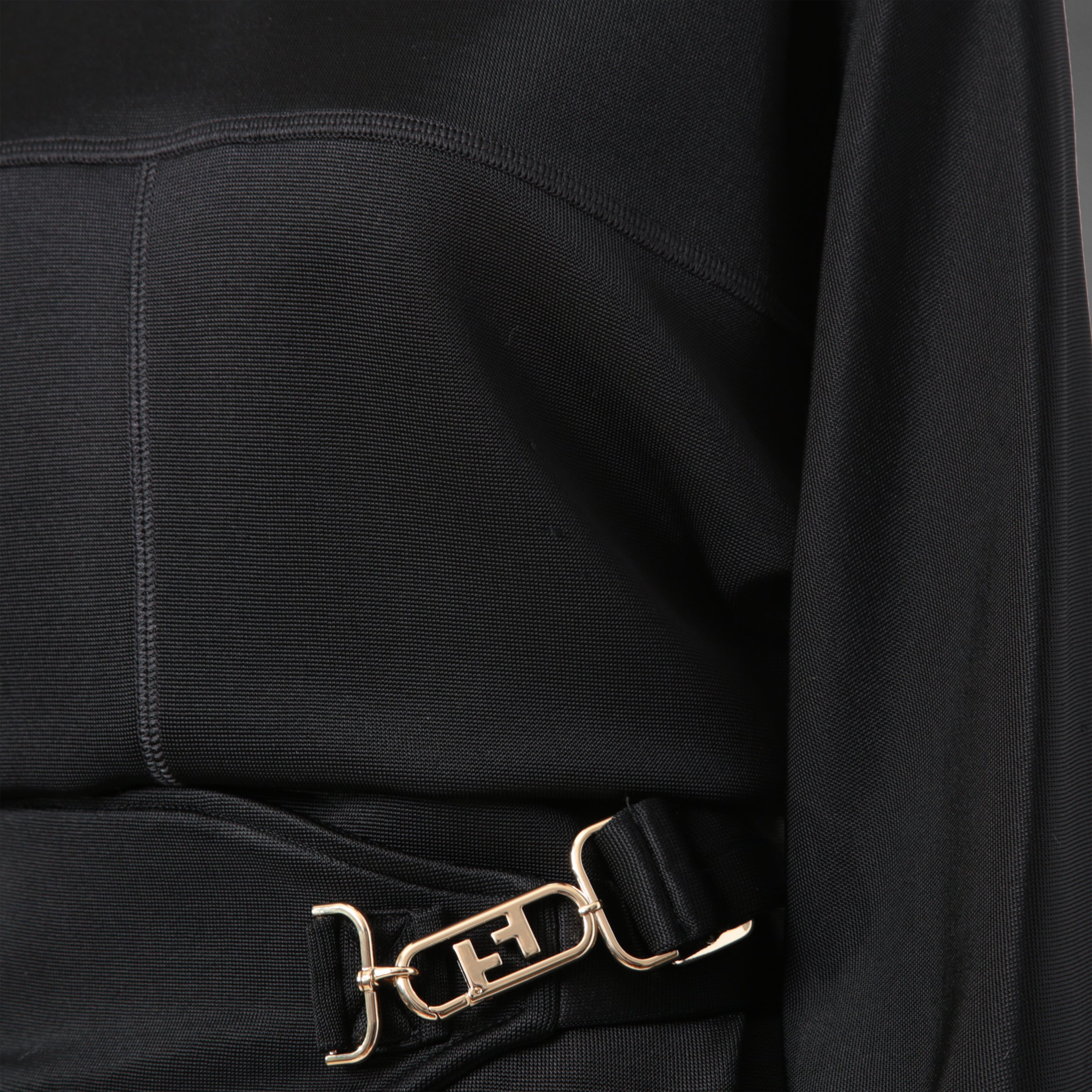FENDI フェンディ / 22AW ブラックジャージドレス Black Jersey O'Lock Belted Midi Dress / FDB877 / size 40 (BLACK) レディース