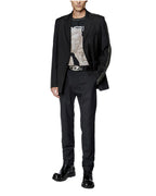 Diesel ディーゼル / 2023AW 美品 J-Wire A デニム切替 ノッチドラペル ジャケット / size 46 (BLACK)