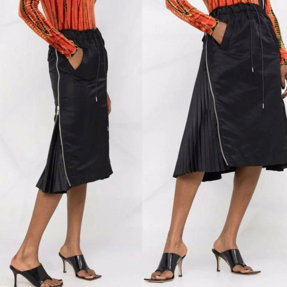 sacai サカイ / 美品 サイドプリーツ MA-1 スカート/ Nylon Twill