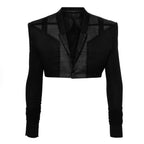 希少 RICK OWENS リックオウエンス / 24SS LIDO / Cobra Micro Tatlin Cropped Blazer / RR01D3754-UMRNC / セミシアー 素材 ジャケット / size 48 (BLACK)