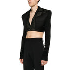 希少 RICK OWENS リックオウエンス / 24SS LIDO / Cobra Micro Tatlin Cropped Blazer / RR01D3754-UMRNC / セミシアー 素材 ジャケット / size 48 (BLACK)