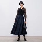 Christian Dior クリスチャンディオール/ 21SS 美品 Sheer Blouse with Plastron メッシュブラウス 長袖シャツ / 111B59A8505 / size 40 (BLACK)