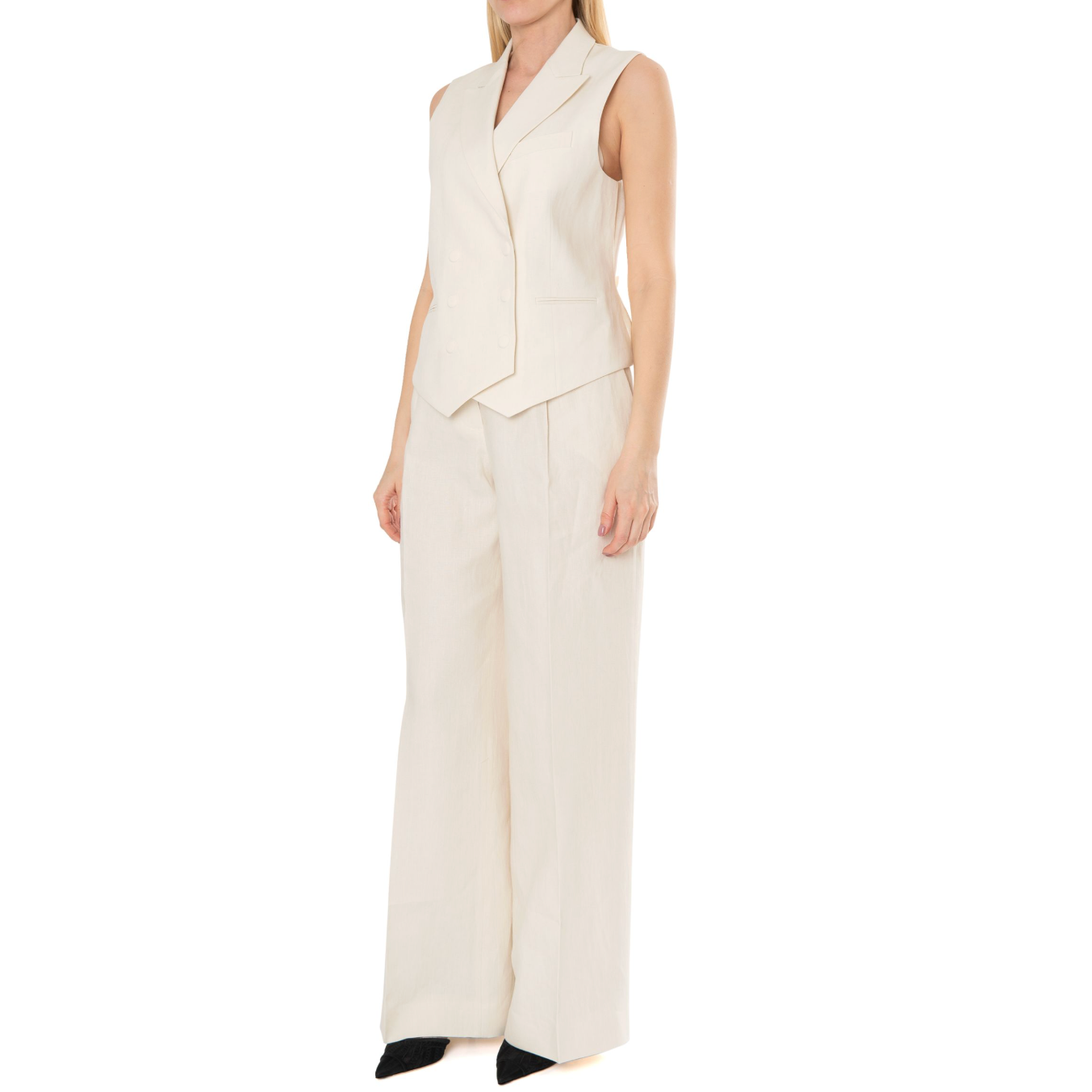 FENDI フェンディ / 21SS ダブルブレストリネンベスト / FT5968-AF79 / size 38 (CREAM) レディース