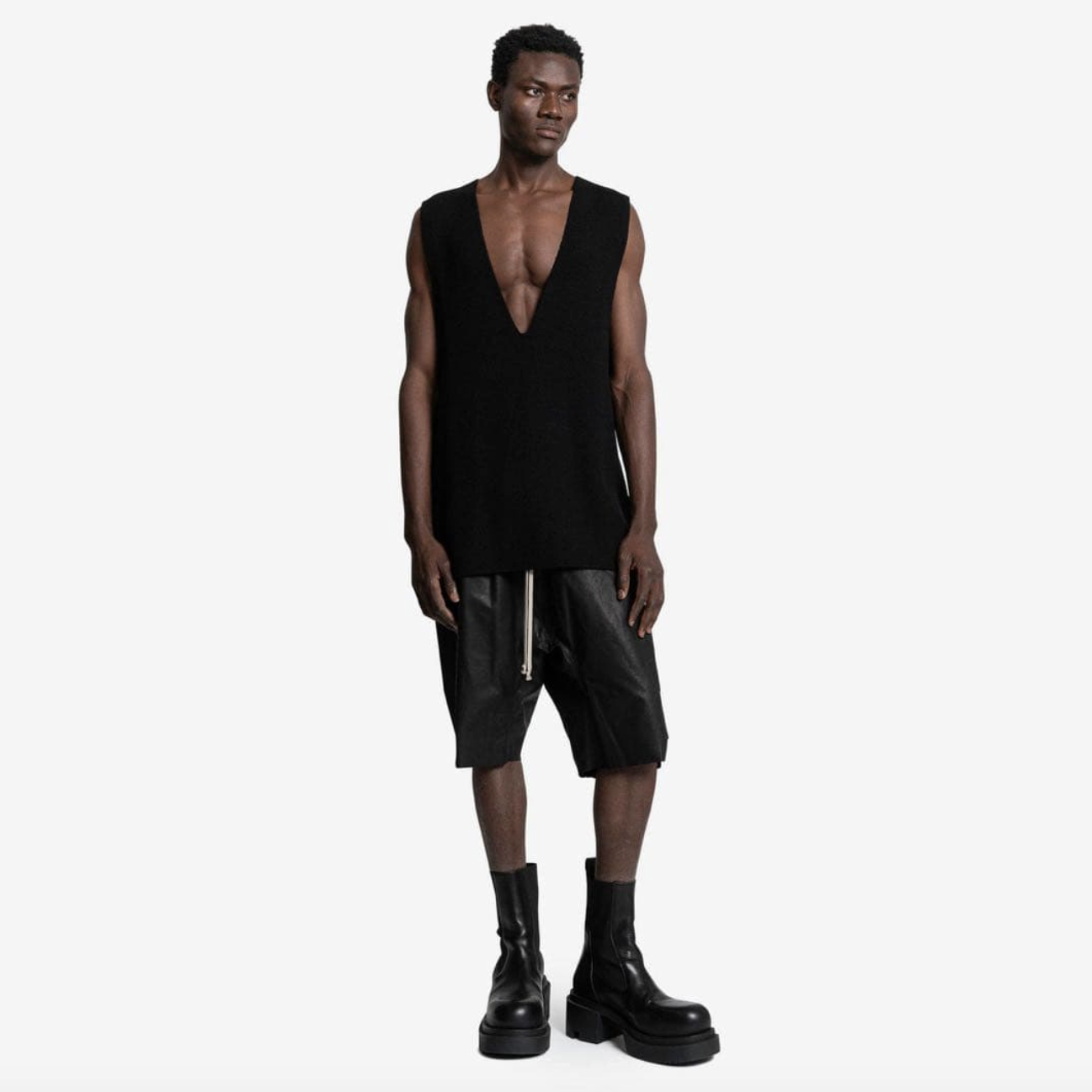 RICK OWENS リックオウエンス / 23AW LUXOR  V-tank Cashmere & Wool Sweater Vest ベスト / RR02C7683-CHWSR / size ONE (BLACK) ユニセックス