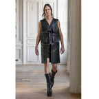 RICK OWENS リックオウエンス / 24AW 美品 Porterville Utility Leather Vest カーフレザー ベスト/ RR02D6911 LOO / size 46 (BLACK)