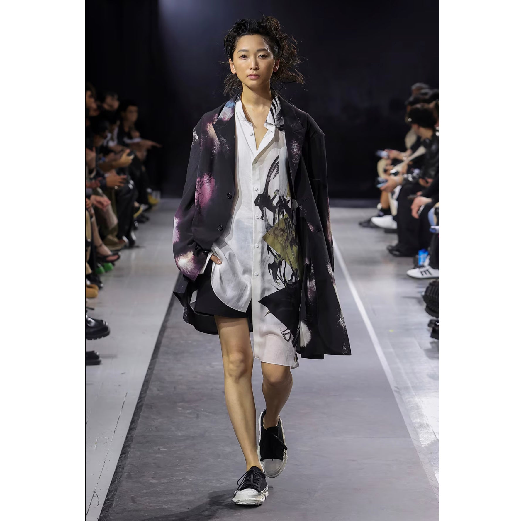 Yohji Yamamoto POUR HOMME ヨウジヤマモト プールオム / 美品 25SS COLOR SCHEME PRINT JACKET シルクジャケット/ HP-J67-828-1-03 / size 2 (BLACK)