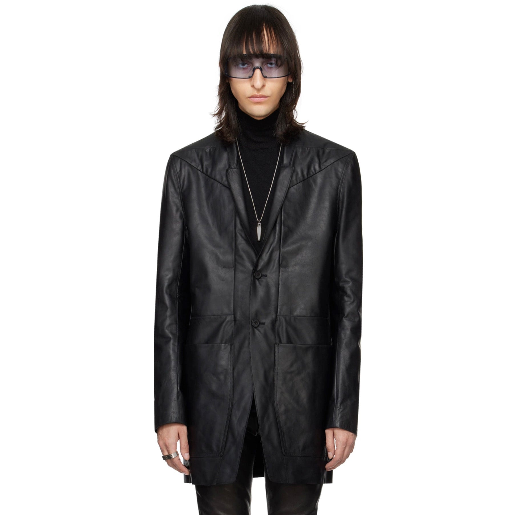 新品 Rick Owens リック オウエンス / 24SS LIDO / FOG Pocket Lido Leather Jacket / オイルカーフ レザー ジャケット / RU01D3723LOY / size 48 (BLACK)