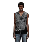 DIESEL ディーゼル / 美品 25SS K-Callisto Vest ダメージ加工 ニット ベスト / size M  (BLACK)