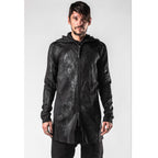 Leon Emanuel Blanck レオン エマニュエル ブランク / 美品 Forced Perspective Ninja Hoodie コーティング ロング パーカー / FP-M-HO-Z-01 / size 46 (BLACK)