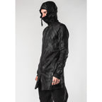 Leon Emanuel Blanck レオン エマニュエル ブランク / 美品 Forced Perspective Ninja Hoodie コーティング ロング パーカー / FP-M-HO-Z-01 / size 46 (BLACK)