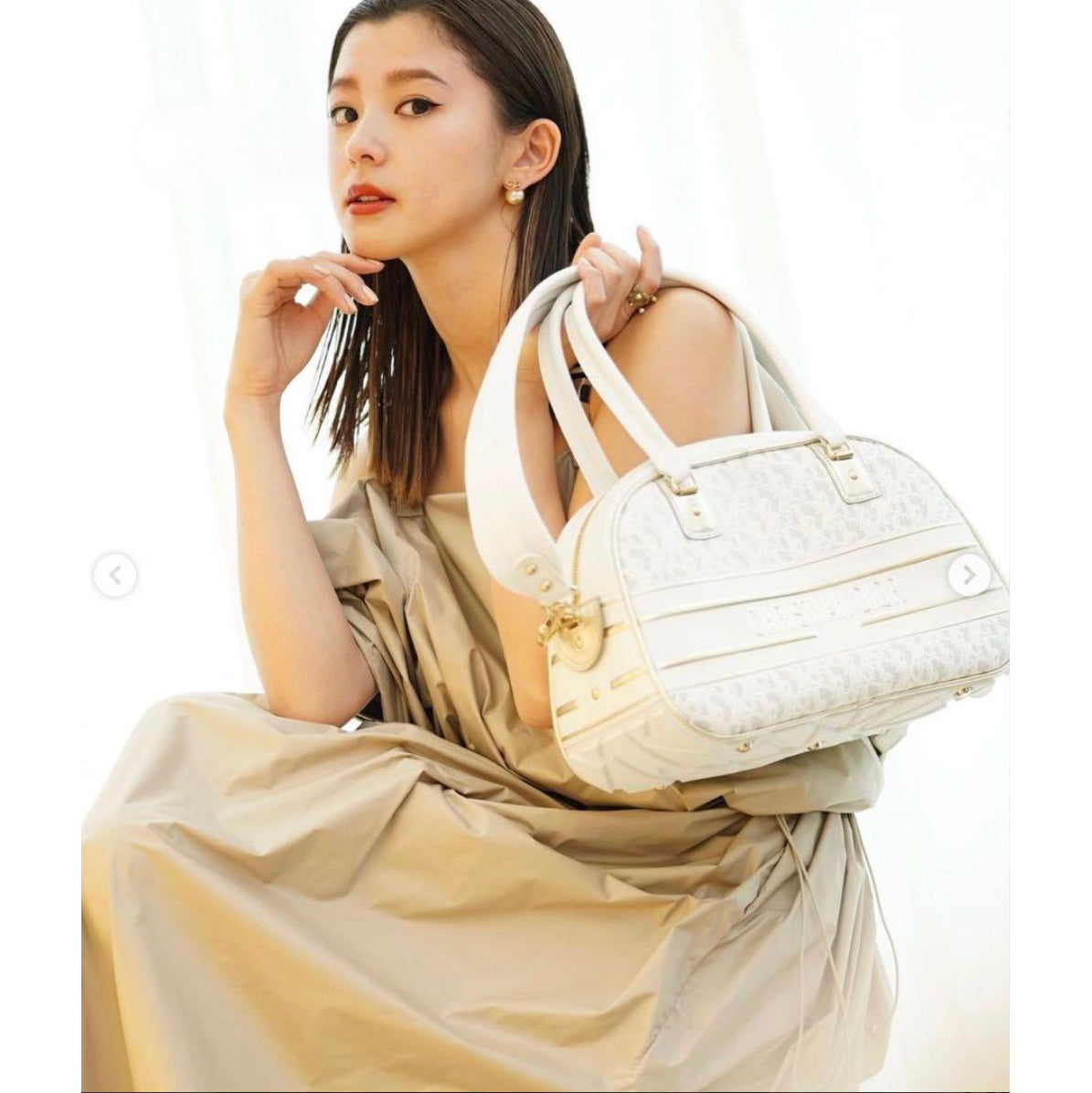 Christian Dior クリスチャンディオール / 21年クルーズコレクション / テクニカルタフタ ミドルレングス ドレス ワンピース / 217R63A2829 / size S (BEIGE)