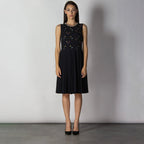 RED VALENTINO レッド ヴァレンティノ / 美品 19AW プリーツ シフォン ジュエル ドレス ワンピース / SR3VA03G 4CB / size 40 (BLACK) レディース