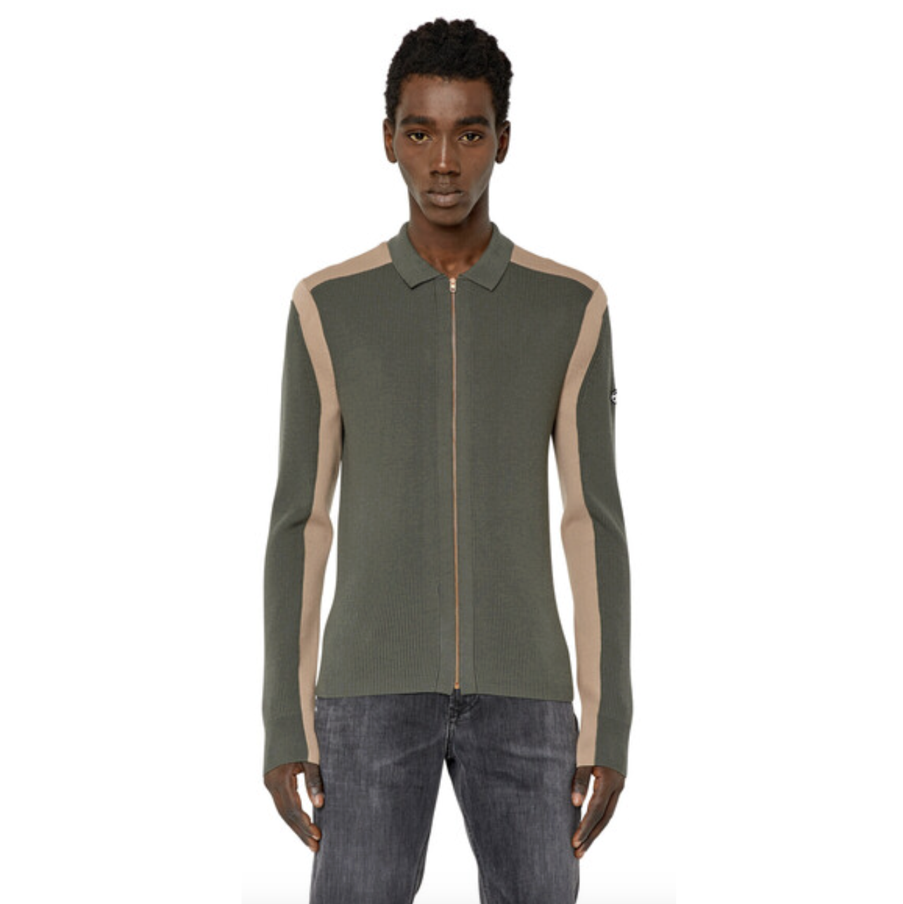 DIESEL ディーゼル / 美品 23SS K-ALLICE ジップアップカーディガン ニットポロ トップス / A094700NHAG / size M (KAHKI)