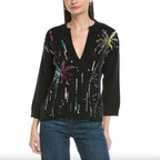 Valentino ヴァレンティノ / 美品 17年リゾートコレクション Sequin Cashmere Sweater in Nero スパンコール装飾 カシミヤ セーター  ニット / 2B3KC42U7MJ / size XS (BLACK) レディース