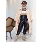 Brunello Cucinelli ブルネロクチネリ / 試着程度美品 20AW ラムスキン タックトラウザーズ テーパード レザー パンツ / M0NCAP7061 / size 38 (BLACK) レディース