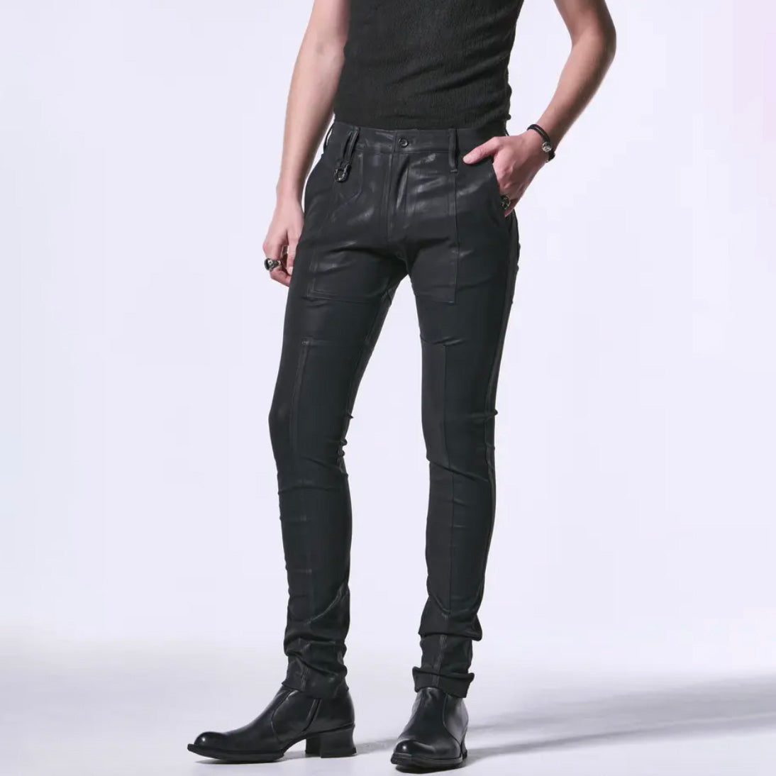 未使用 kiryuyrik キリュウキリュウ / 23AW High Tension Jersey Coating UNIONJACK Skinny Slacks ユニオンジャック スキニー スラックス パンツ / KT-HP14-600CTNG / size M (BLACK) 123001-alm