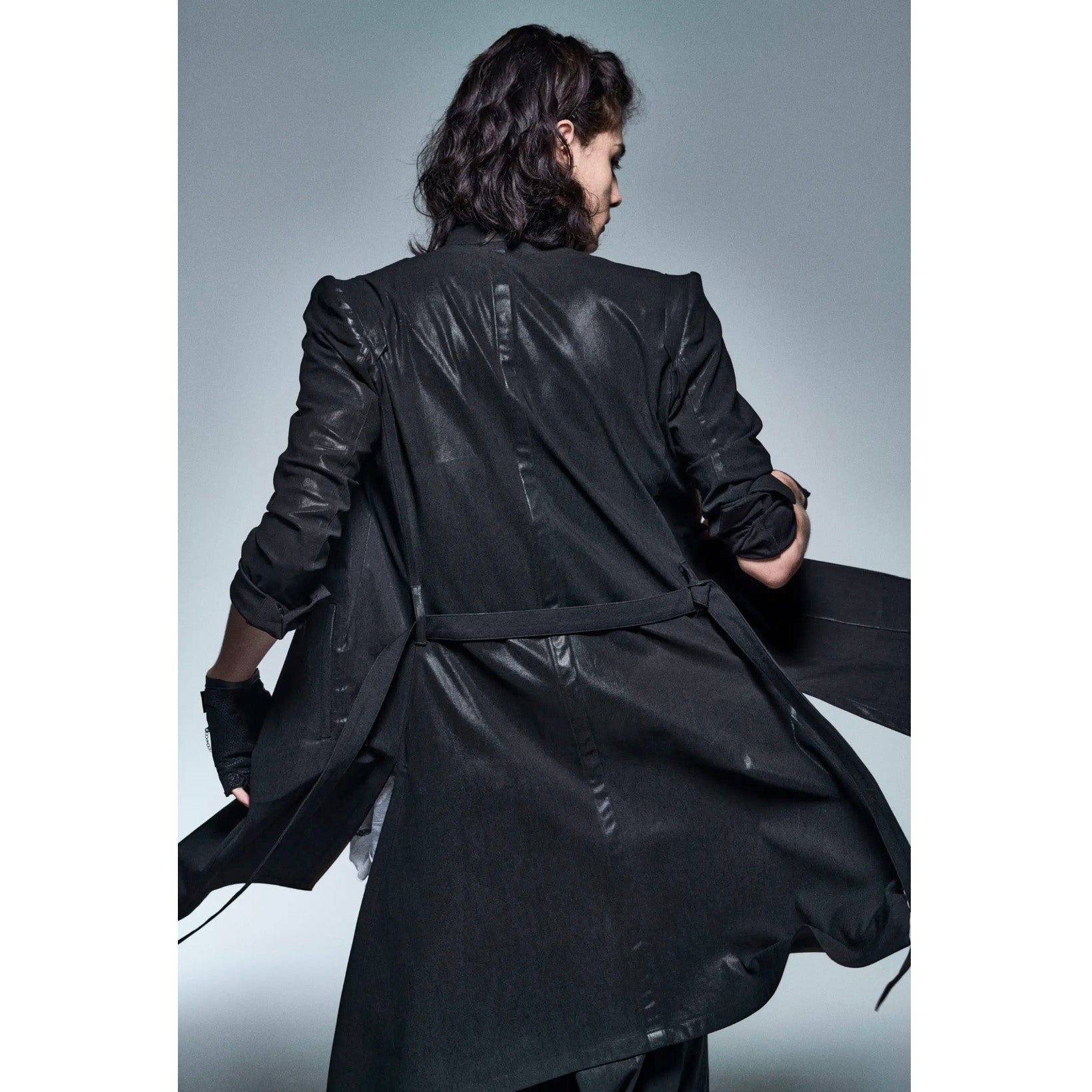 新品 kiryuyrik キリュウキリュウ / 23AW BLACK HONEY CHILI COOKIE コラボ Collarless Flare Jacket ノーカラーフレア ジャケット コート / BHCC-HJ15-007 / size M (BLACK)  123006-alm