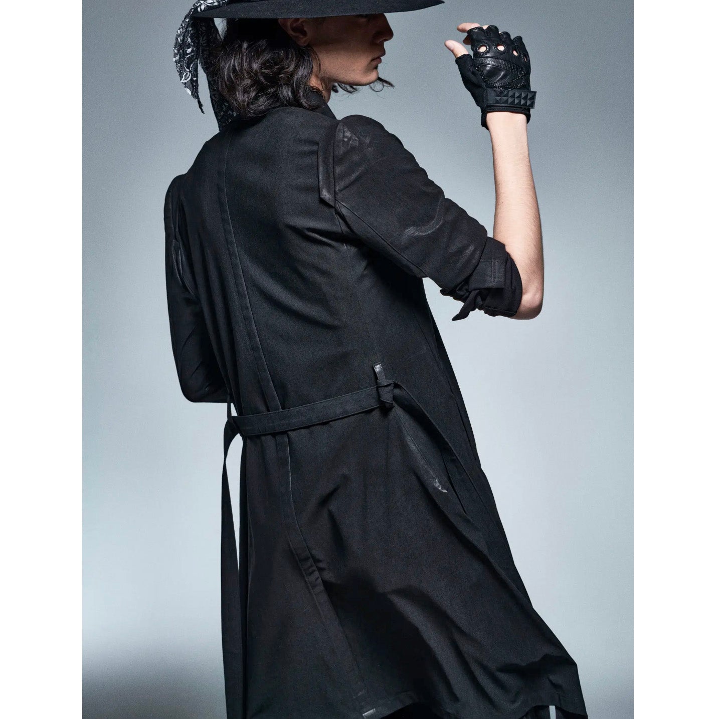 新品 kiryuyrik キリュウキリュウ / 23AW BLACK HONEY CHILI COOKIE コラボ Collarless Flare Jacket ノーカラーフレア ジャケット コート / BHCC-HJ15-007 / size M (BLACK)  123006-alm