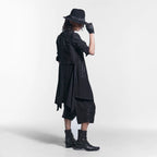 新品 kiryuyrik キリュウキリュウ / 23AW BLACK HONEY CHILI COOKIE コラボ Collarless Flare Jacket ノーカラーフレア ジャケット コート / BHCC-HJ15-007 / size M (BLACK)  123006-alm