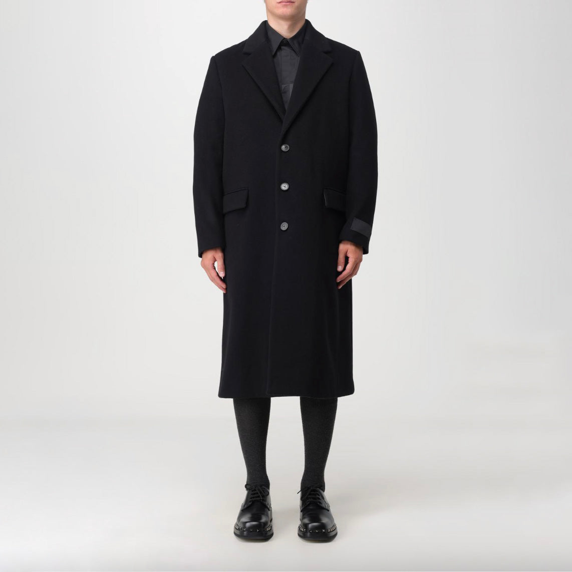 VALENTINO GARAVANI ヴァレンティノ ガラヴァーニ / 美品 23AW 袖ロゴ ウール ロング コート / 3V3CA4347TU / size 46 (BLACK) 352033-in-ue