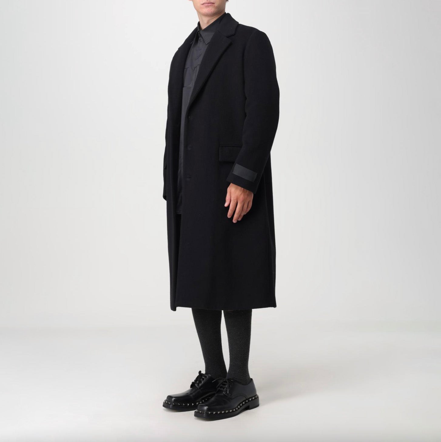 VALENTINO GARAVANI ヴァレンティノ ガラヴァーニ / 美品 23AW 袖ロゴ ウール ロング コート / 3V3CA4347TU / size 46 (BLACK) 352033-in-ue