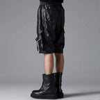 A.F ARTEFACT エーエフアーティファクト / 美品 25SS AIRY CRINKLE NYLON ZIP CARGO SHORTS エアリー クリンクル ナイロン ジップ カーゴ ショーツ パンツ / ag-13053-1 / size 2 (BLACK) 352047-uen