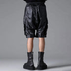 A.F ARTEFACT エーエフアーティファクト / 美品 25SS AIRY CRINKLE NYLON ZIP CARGO SHORTS エアリー クリンクル ナイロン ジップ カーゴ ショーツ パンツ / ag-13053-1 / size 2 (BLACK) 352047-uen