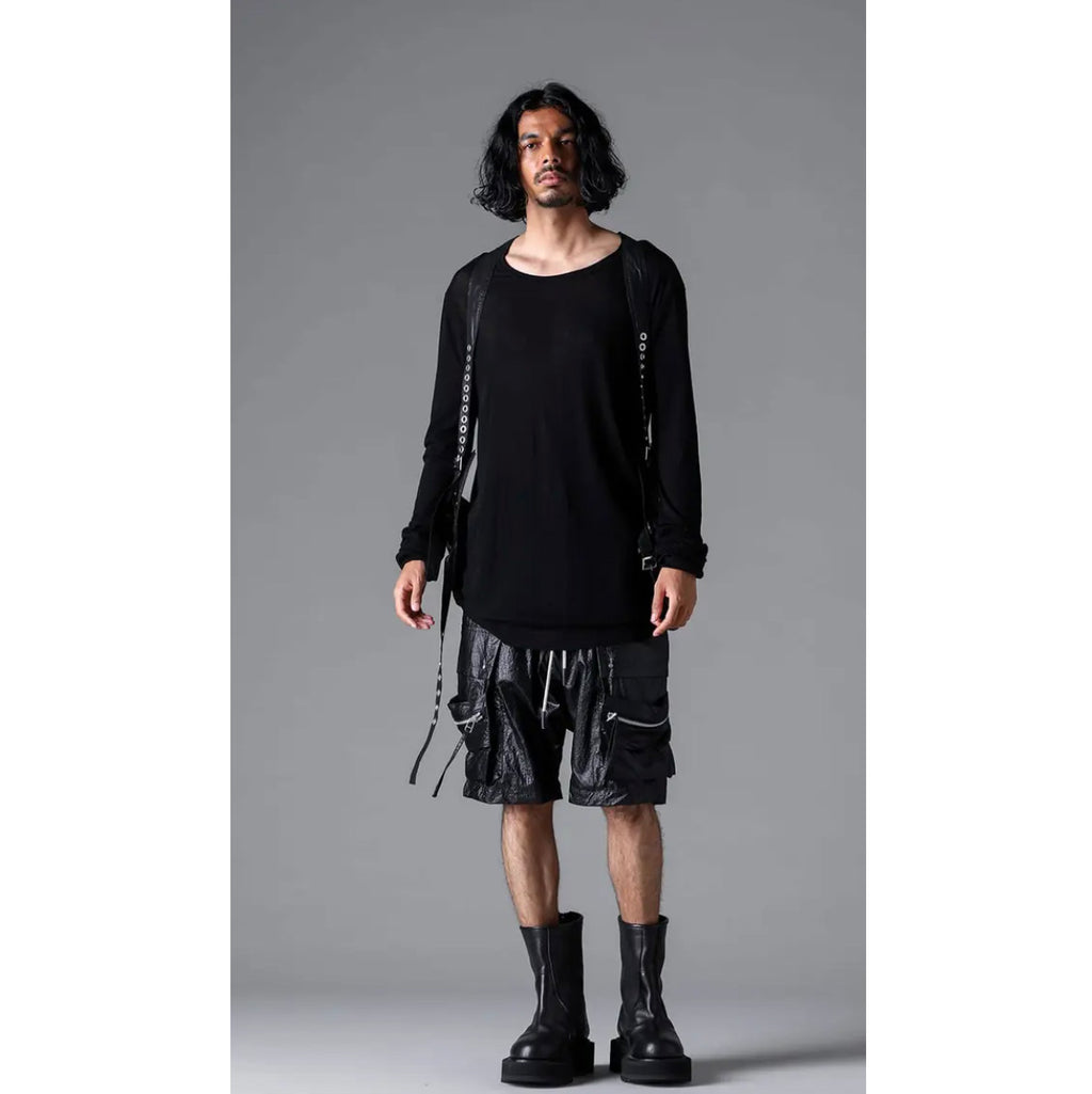 A.F ARTEFACT エーエフアーティファクト / 美品 25SS AIRY CRINKLE NYLON ZIP CARGO SHORTS エアリー クリンクル ナイロン ジップ カーゴ ショーツ パンツ / ag-13053-1 / size 2 (BLACK) 352047-uen