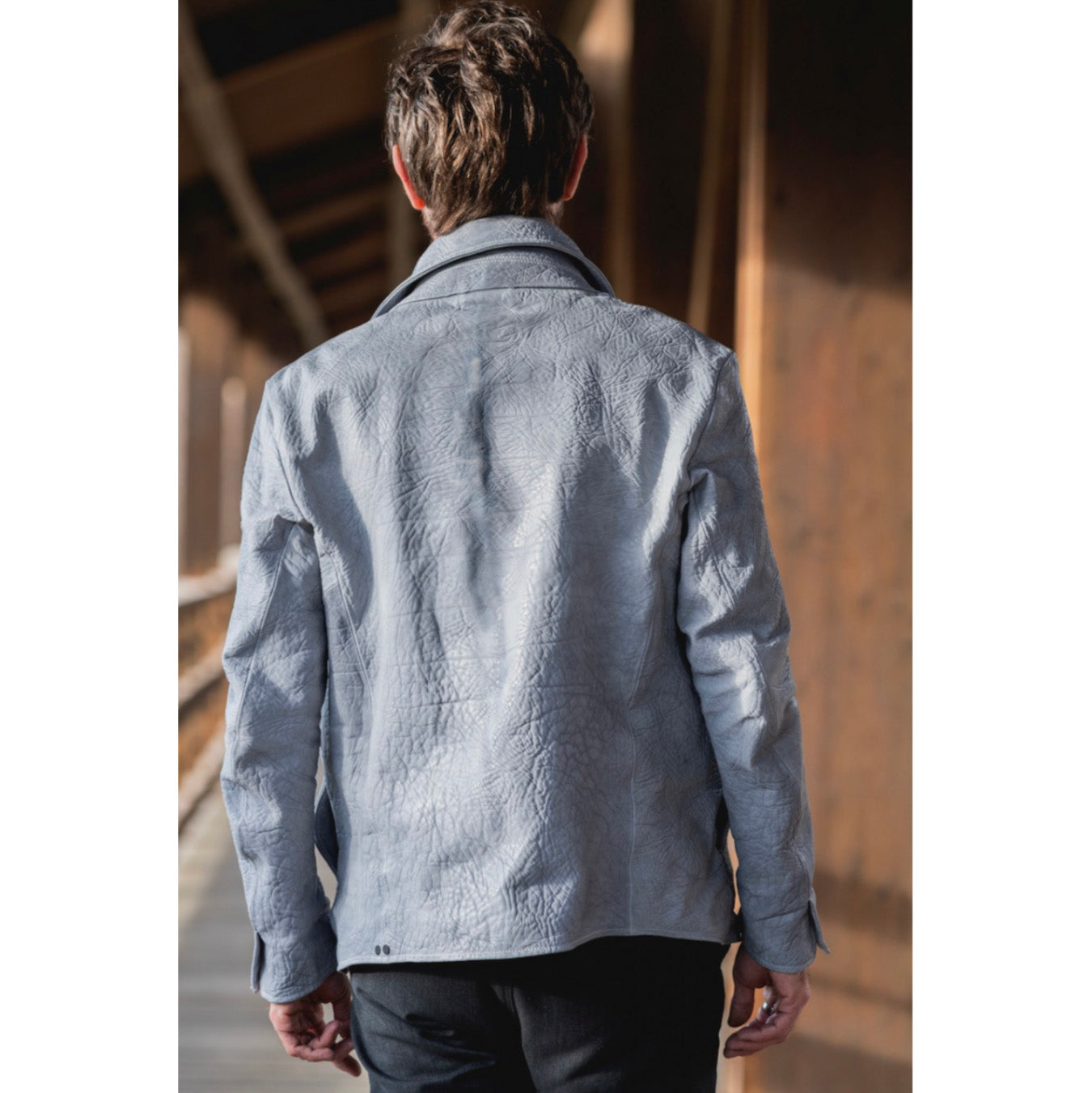 新品 希少 incarnation インカネーション / 24AW HORSE WHITE RG LEATHER W BREAST MOTO UNLINED PMT-5 / ホース レザー 白鞣し ライダース ジャケット/ size M B82(GRAY) 123012-alm