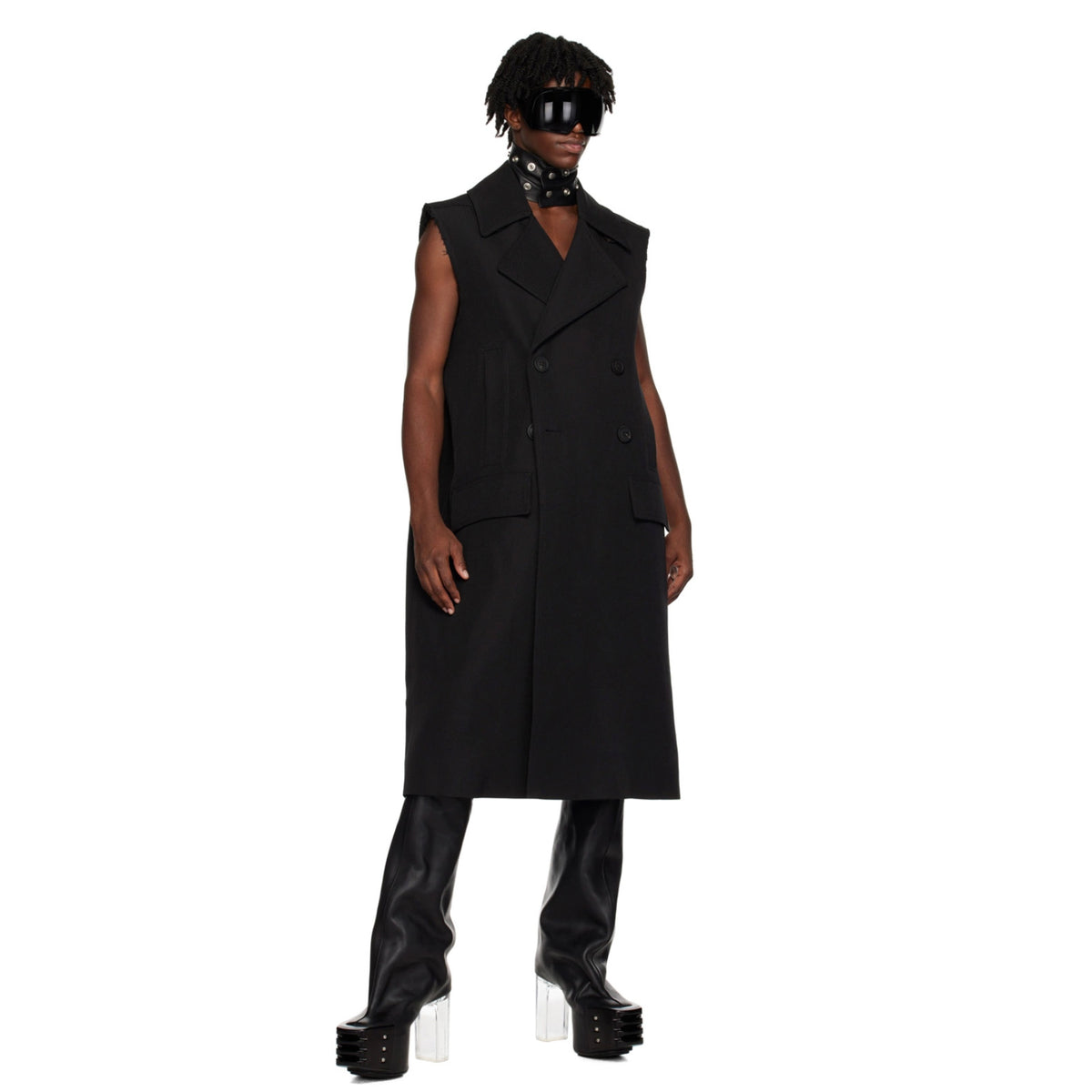 Rick Owens リックオウエンス / 美品 23AW LOXOR 期 / Black Sleeveless Slim Drella Coat コート ノースリーブ ドレラコート / RL02C7952-TWM / size 46 (BLACK) 352082-in-ue