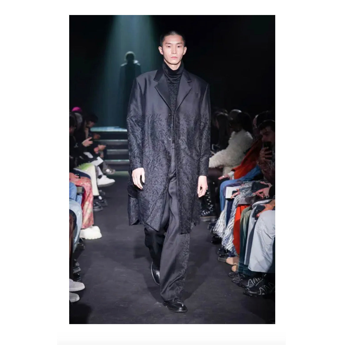 TAAKK ターク / 美品 24AW JACKET LONG SHIRT ウール ジャガード切替 ロング ジャケットシャツ コート / TA24AW-JK005 / size 2 (BLACK) 352124-in-ue