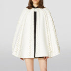 VALENTINO ヴァレンティノ / 美品 21AW ウールカシミア ブレード ケープ アウター / WB0CG2H315E / size M (IVORY) レディース 352134-izm