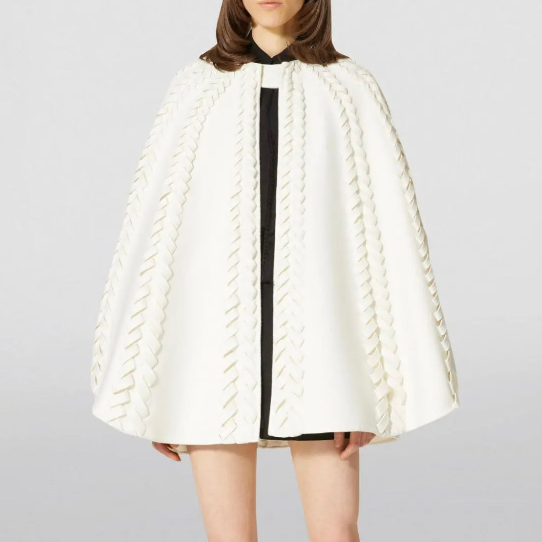 VALENTINO ヴァレンティノ / 美品 21AW ウールカシミア ブレード ケープ アウター / WB0CG2H315E / size M (IVORY) レディース 352134-izm