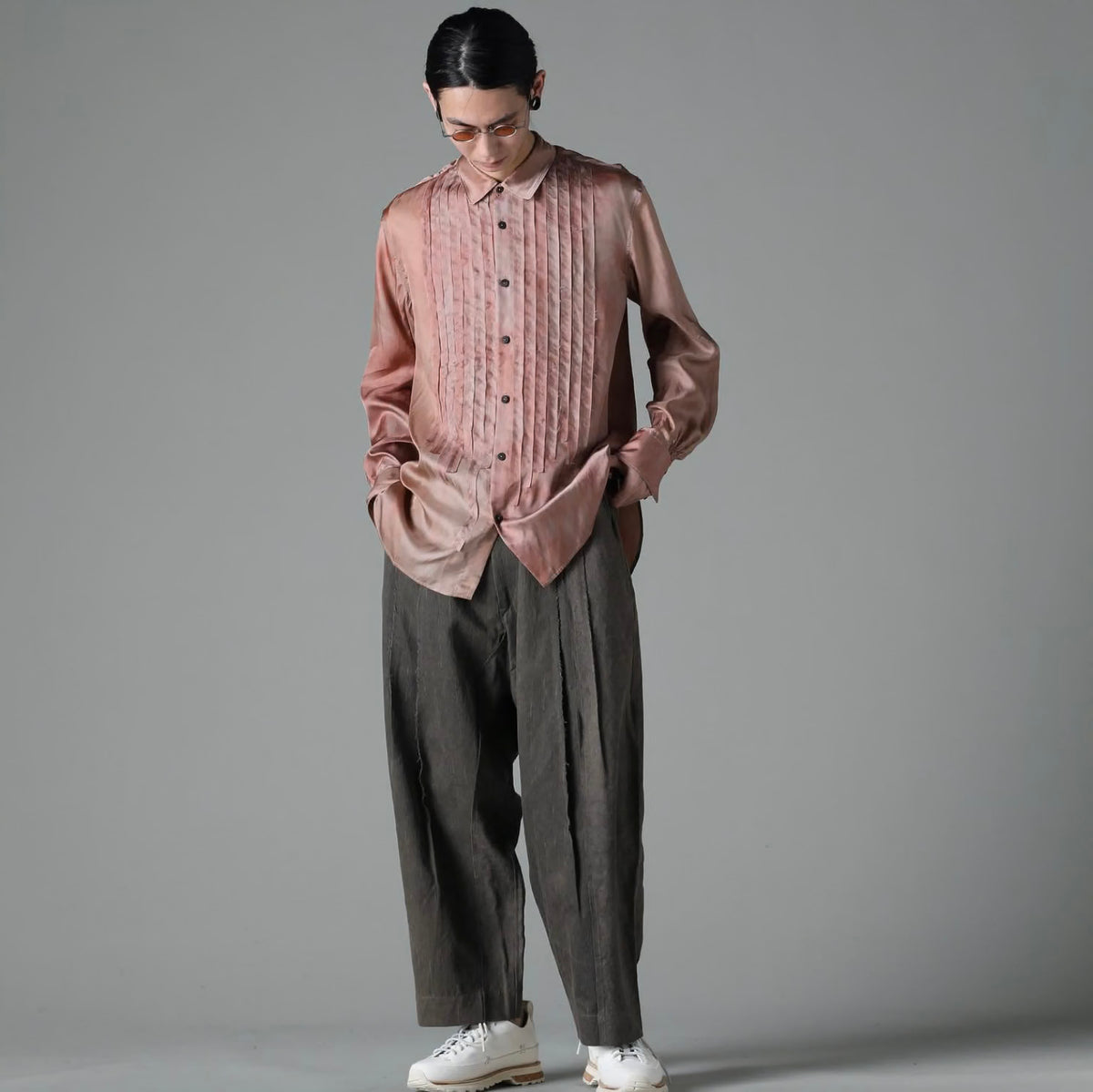 ZIGGY CHEN ジギー・チェン / 美品 23SS Histogramic Striped Shirt ヒストグラミック ストライプシャツ 長袖シャツ/ 23SS OM2310712 / size 44 (PINK) 352148-in-ue
