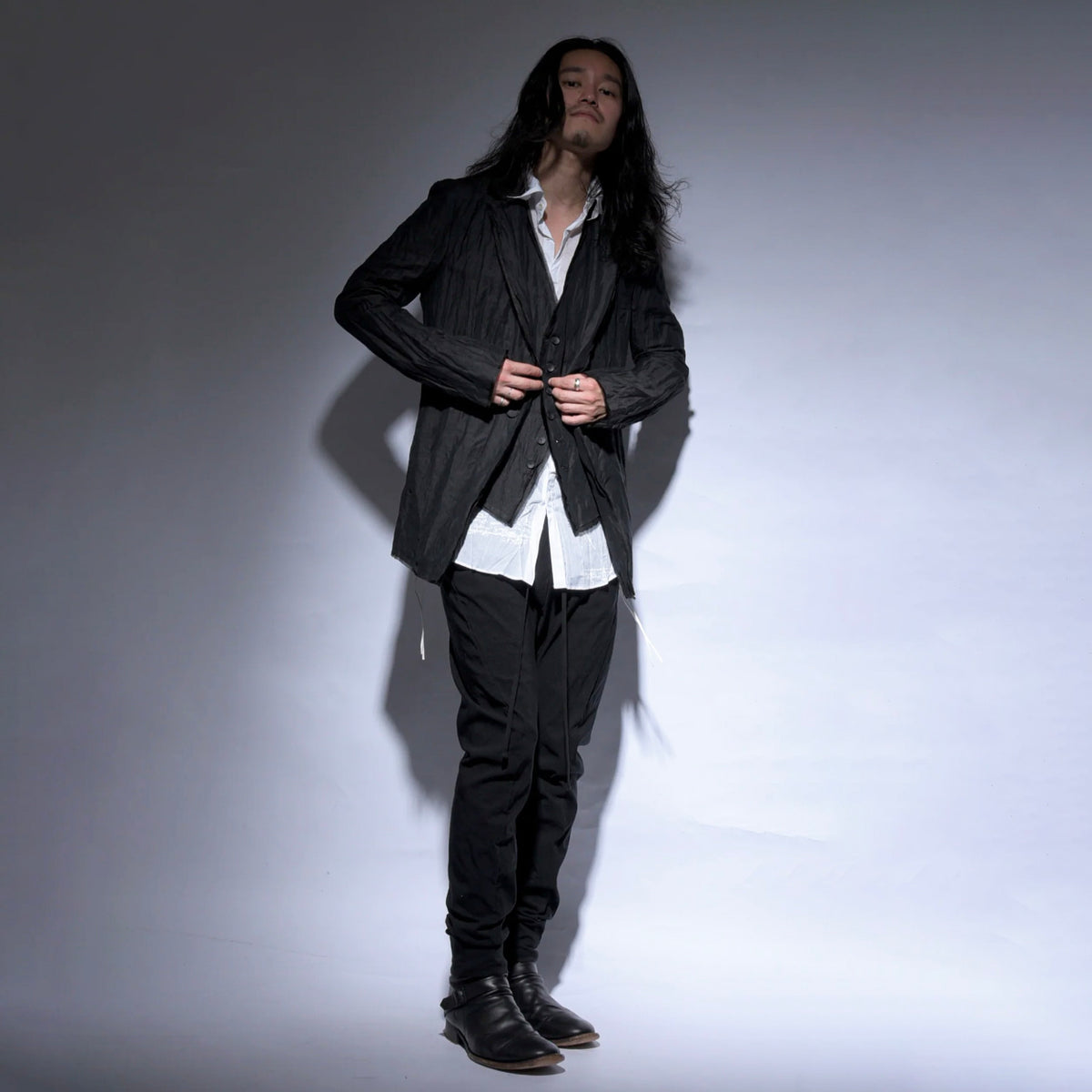 bajra バジュラ / 美品 26SS リネンカールマイヤージャケット テーラード ジャケット / 161BJ01 / size 3 (BLACK) 352155-in-ue