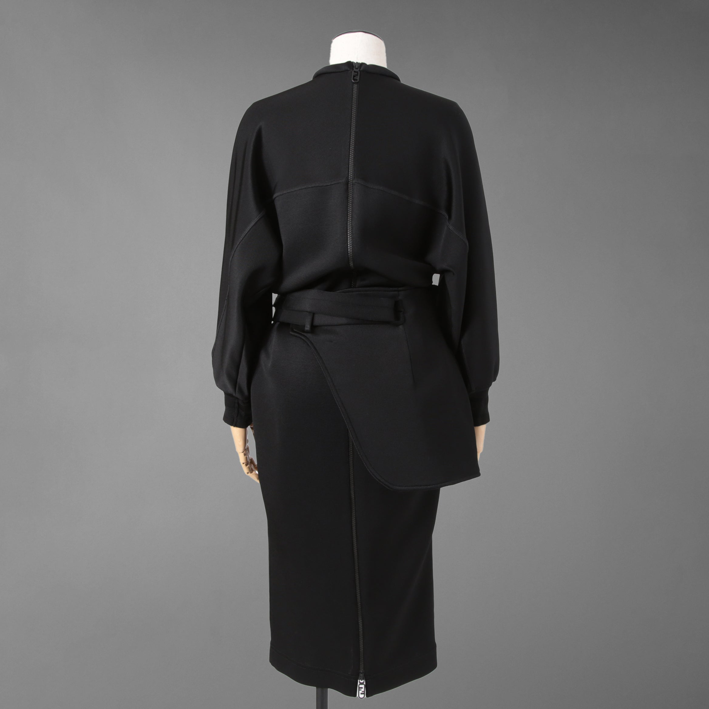 FENDI フェンディ / 22AW ブラックジャージドレス Black Jersey O'Lock Belted Midi Dress / FDB877 / size 40 (BLACK) レディース
