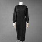 FENDI フェンディ / 22AW ブラックジャージドレス Black Jersey O'Lock Belted Midi Dress / FDB877 / size 40 (BLACK) レディース