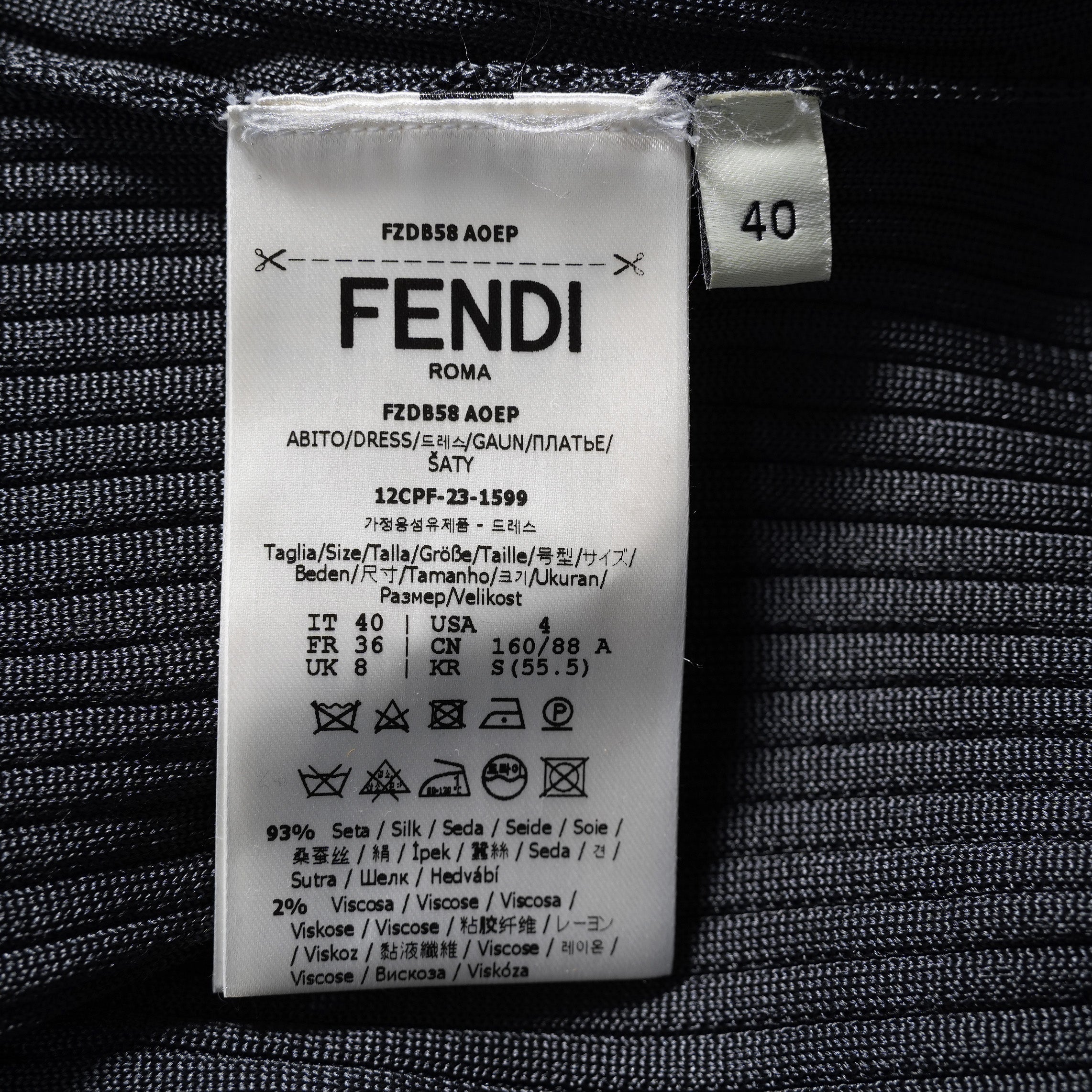 FENDI フェンディ / 23AW シルク ハイネック リブニット ノースリーブ マキシ丈ドレス ワンピース / FZDB58 A0EP / size 40 (NAVY) レディース