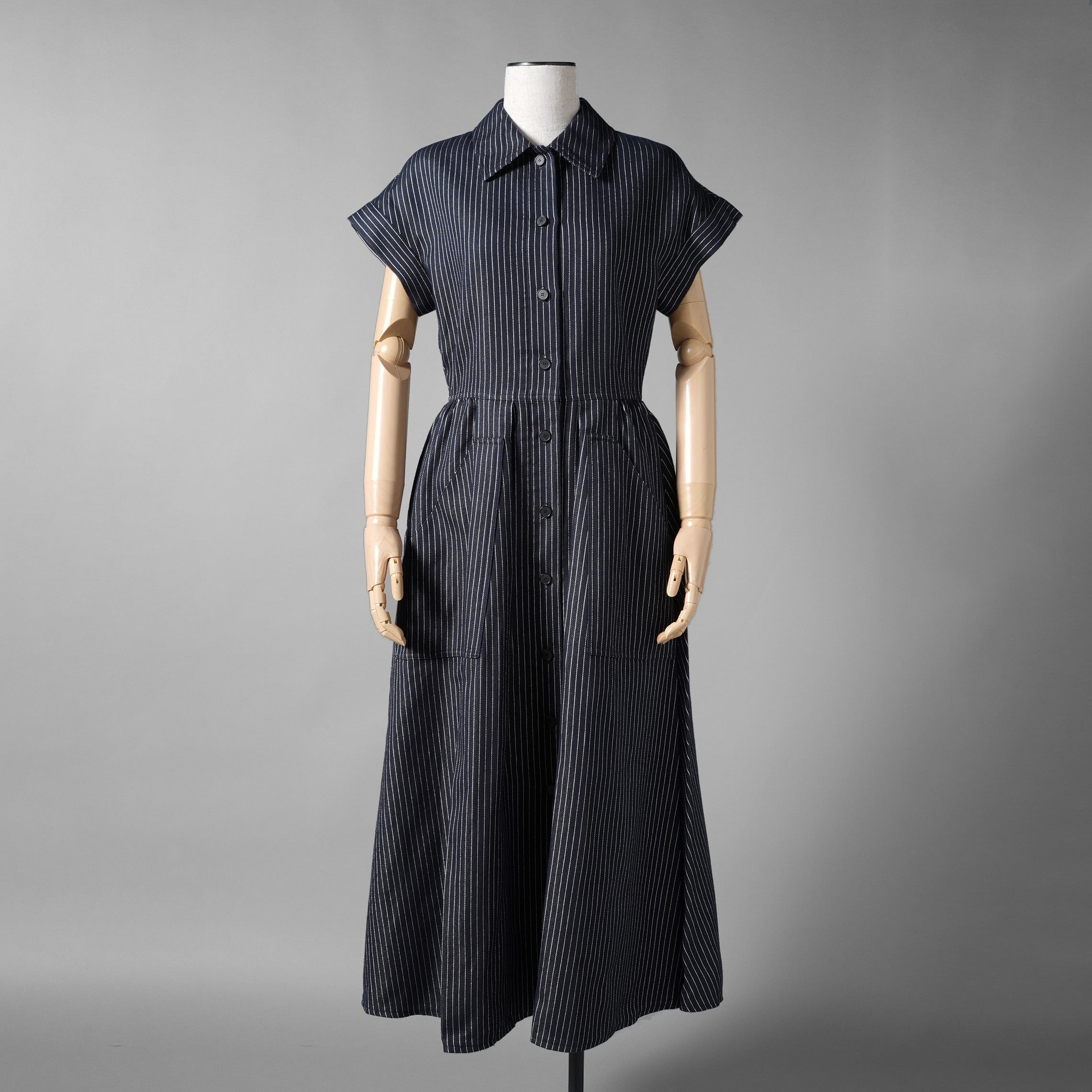 Christian Dior クリスチャン・ディオール / 美品 21SS コットンストライプ シャツワンピース / ドレス / 041R59A3731 / size 42 (BLUE) レディース