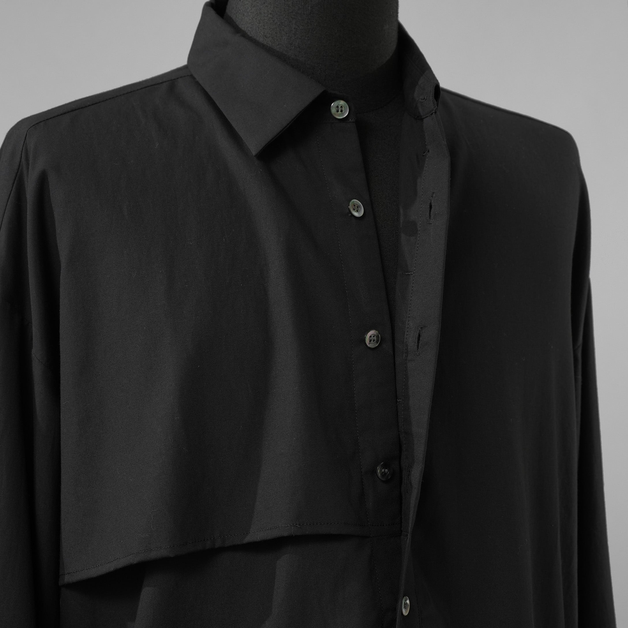 meagratia メアグラーティア / 美品  25SS Asymmetry SH アシンメトリー シャツ 長袖シャツ / 25271-0506 / size 1 (BLACK) 352011-in-ue