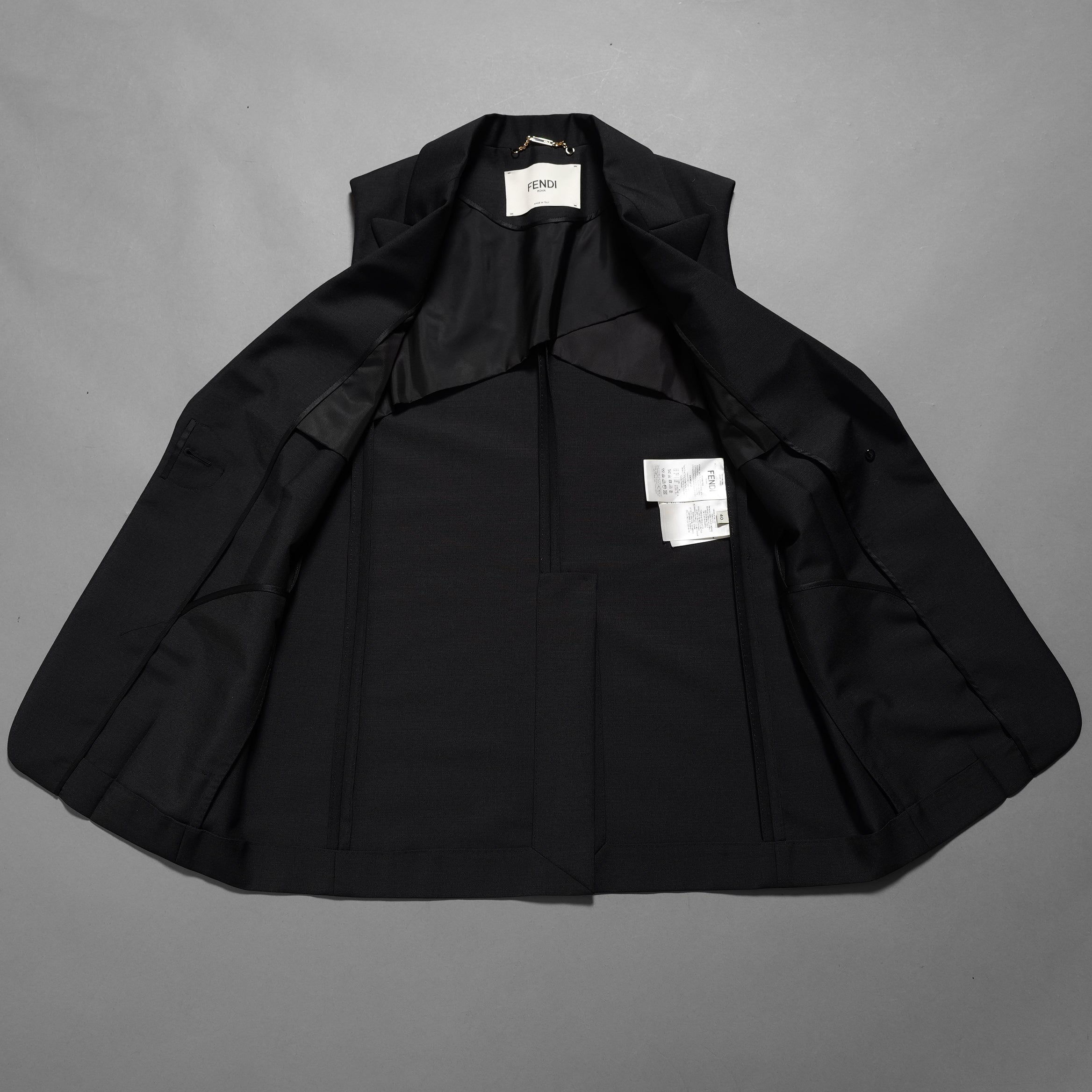 FENDI フェンディ / 24SS キッドモヘア ノースリーブ ジャケット / ベスト ブレザー / FT5990 S9A / size 40 (BLACK) レディース