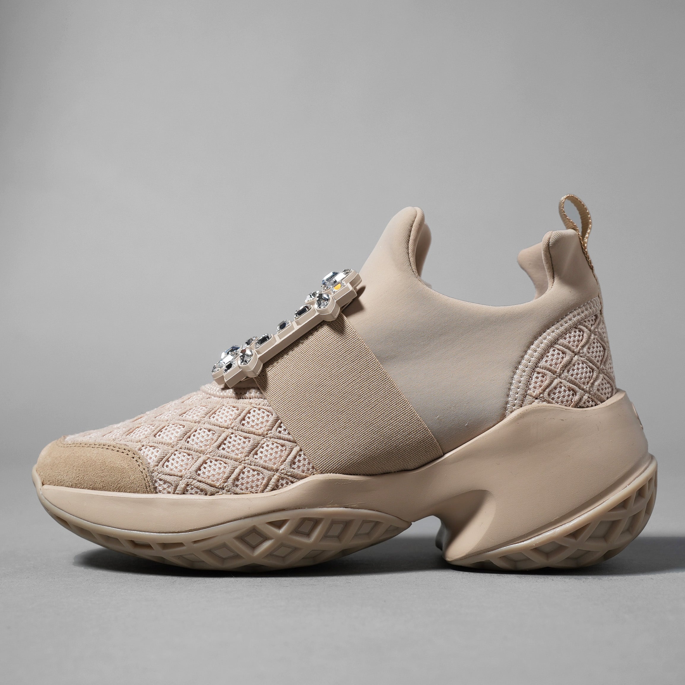 未使用 Roger Vivier ロジェヴィヴィエ / 2025年製 ヴィヴラン ストラスバックル スニーカー / size 35.5 (BEIGE) レディース