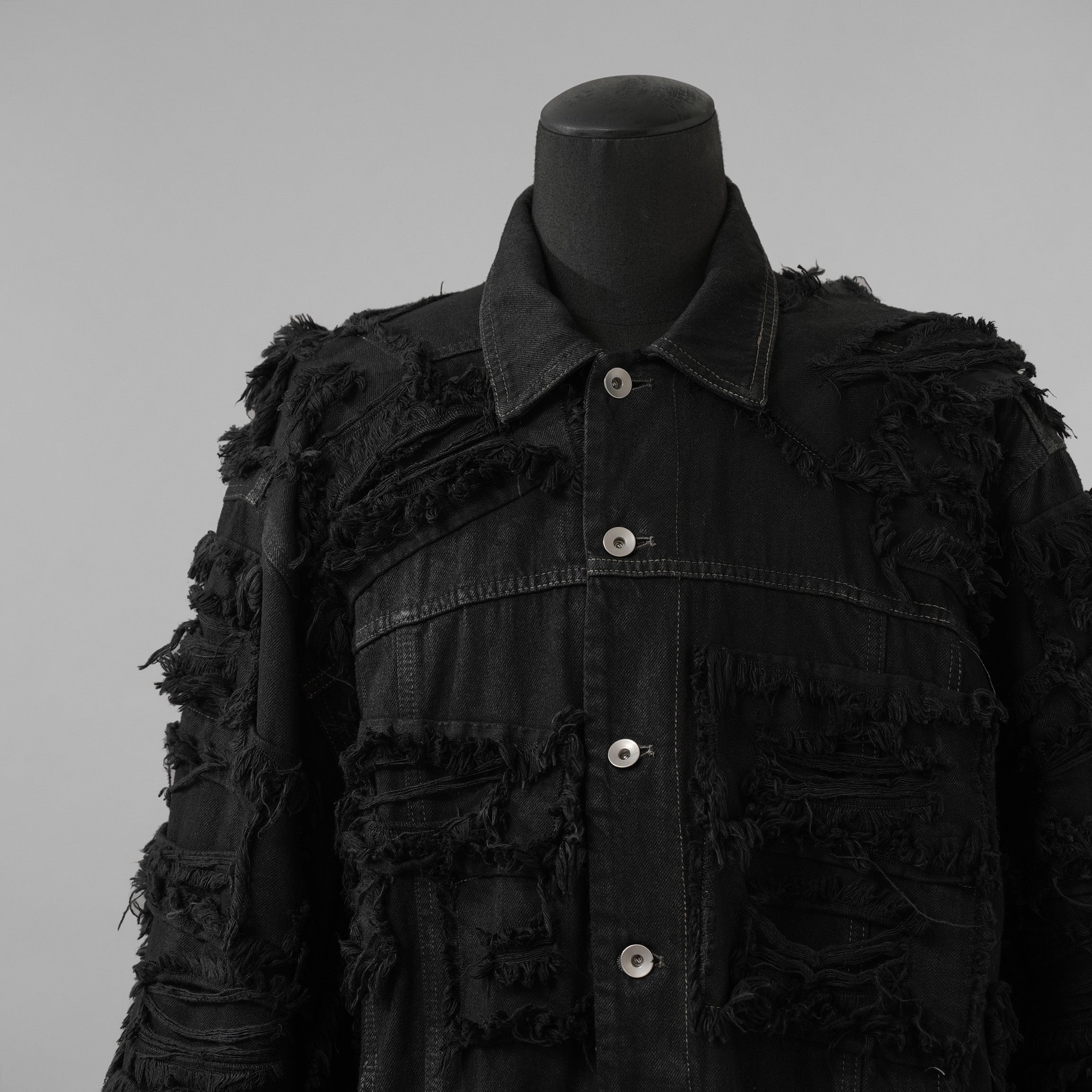 Rick Owens DRKSHDW ダークシャドウ / 22AW JUMBO WORKER JACKET (SHREDDED/SBSLH) アウター ジャケット / DU02A3761-BD / size XS (BLACK) 123004-alm