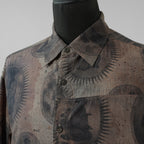 ZIGGY CHEN ジギーチェン / 美品 22SS Elongated Shirts with Schholar Print スカラープリント ロング 長袖シャツ / 0M2210732 / size 44 (GRAY) 352013-in-ue