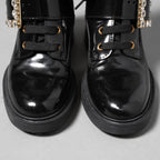 Roger Vivier ロジェ ヴィヴィエ / ヴィヴ レンジャーストラスバックル アンクルブーツ / レースアップブーツ / size 35.5 (23.5cm) BLACK