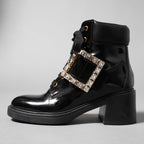 Roger Vivier ロジェ ヴィヴィエ / ヴィヴ レンジャーストラスバックル アンクルブーツ / レースアップブーツ / size 35.5 (23.5cm) BLACK